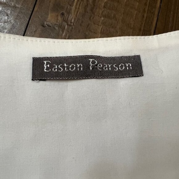 Easton Pearson Full Midi Skirt White & Brown Geometric Cotton - Picture 9 of 12